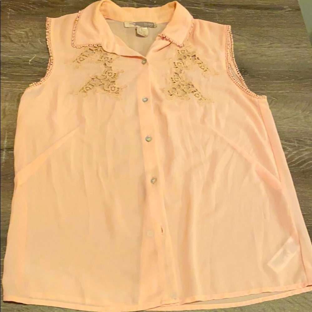 Peach button up blouse